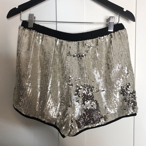 H&M gold sequin drawstring shorts size 1 - Picture 5 of 8